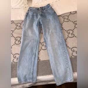 Denim Forum The Joni High Rise Loose 29L Sky Blue Straight Jeans, 24